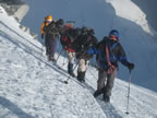 Travers&eacute;e du Mont-Blanc depuis le refuge des Cosmiques :   les derni&egrave;res pentes fortes