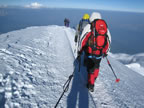Travers&eacute;e du Mont-Blanc depuis le refuge des Cosmiques :   d&eacute;but de la descente sur l’ar&ecirc;te des bosses